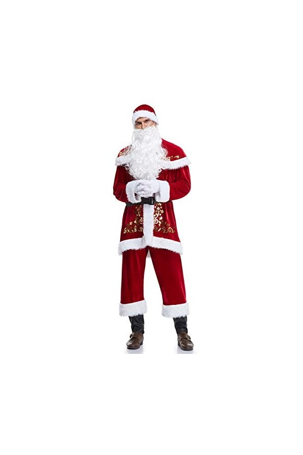 ShiyiUP Noël Costume de Père Noël de Déguisement pour Adulte - Rouge - XXL