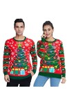 UNIFACO Homme Pulls de Noël Lumineux, Chandail de Noël Clignotant Drôle pour Femme, Pulls de Moche Noël Tricoté Hiver Sweat à
