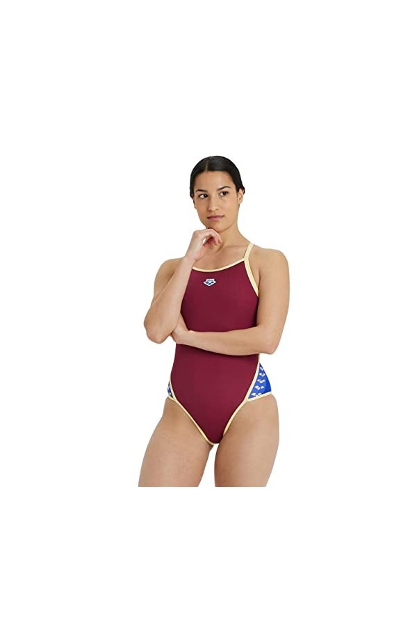 Arena Top Femmes Icons Super Fly Back Solid Einteiler, Burgundy-neon Butter, D36
