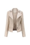 YFFUSHI Femme Blouson PU Biker Faux Leather Jacket Slim Fit Veste en Similicuir Elégante de Style Motard Zippé