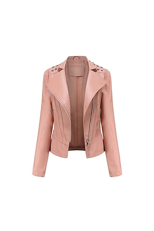 YFFUSHI Femme Blouson PU Biker Faux Leather Jacket Slim Fit Veste en Similicuir Elégante de Style Motard Zippé
