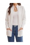 GRACE KARIN Cardigan Femme Long Col Montant Chic Gilet Long à Zipper Taille Elastique avec Poches Beige -2 L