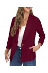 GRECERELLE Blazer ouvert sur le devant pour femme avec manches froncées et poches à boutons, X07 Rose, 44-46