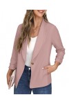 GRECERELLE Blazer ouvert sur le devant pour femme avec manches froncées et poches à boutons, X07 Rose, 44-46