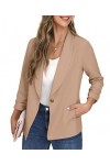 GRECERELLE Blazer ouvert sur le devant pour femme avec manches froncées et poches à boutons, X07 Rose, 44-46