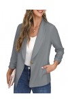 GRECERELLE Blazer ouvert sur le devant pour femme avec manches froncées et poches à boutons, X07 Rose, 44-46