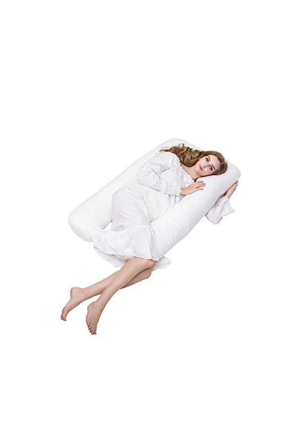 OUTAD - Coussin de Grossesse en Forme de U et Fermeture à glissière, détachable, en Coton, soutient complètement Le Corps