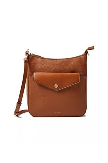 Anne Klein Sac à bandoulière Nord/Sud avec pochette avec logo convertible, Saddle, Taille unique