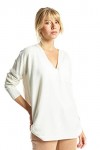 ETERKNITY - Pull Oversize col en V pour Femme en Fibres Recyclées, Camel, L