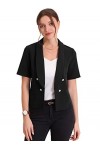 Allegra K Cardigan décontracté à col châle Ouvert sur Le Devant pour Blazer de Costume de Bureau à Manches Courtes pour Femme
