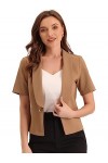 Allegra K Cardigan décontracté à col châle Ouvert sur Le Devant pour Blazer de Costume de Bureau à Manches Courtes pour Femme