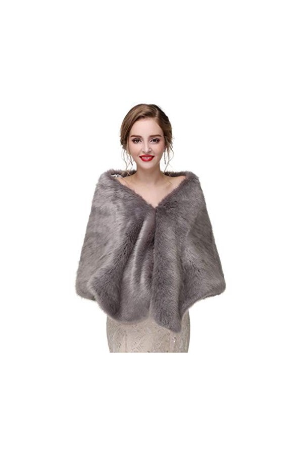 Deniferymakeup Mariée sans manches en fausse fourrure pour femme et fille - Marron - taille unique