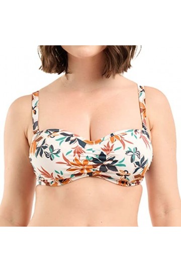 SANS COMPLEXE Staycation Haut de Maillot de Bain Bandeau Armatures Bretelles Amovibles, Floral Print Ivory, 100D Femme