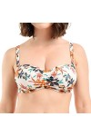 SANS COMPLEXE Staycation Haut de Maillot de Bain Bandeau Armatures Bretelles Amovibles, Floral Print Ivory, 100D Femme