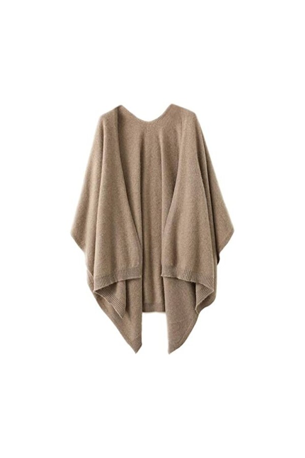 Poncho châle pour femme, grande taille, 100 % laine mérinos, pour lautomne et lhiver, gris foncé, taille unique