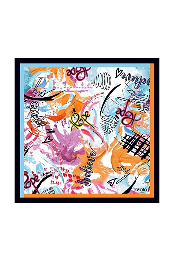 Keola Fabrics Blurange Graphic Écharpe, châle, Orange, 35x160 Femme