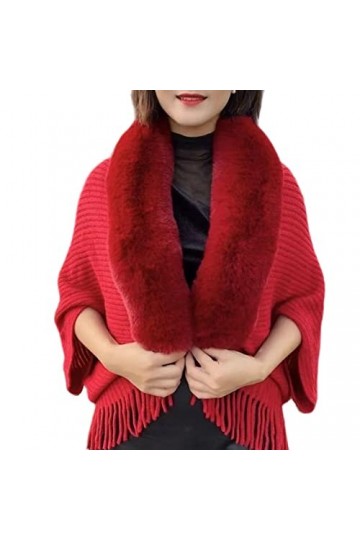 TOBILE Echarpe Femme Femmes De Châle Banquet De Châle Châle De Châle Thermique Écharpe Hivernale-Red