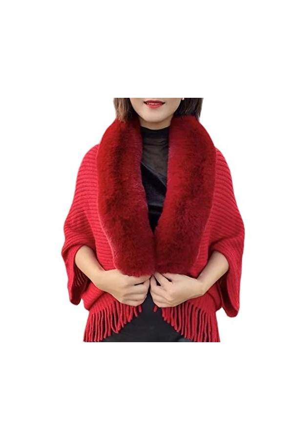 TOBILE Echarpe Femme Femmes De Châle Banquet De Châle Châle De Châle Thermique Écharpe Hivernale-Red