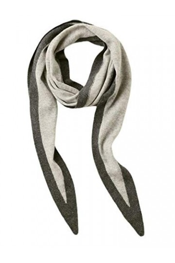 prettystern forme de diamant 2-couleurs laine Femme cachemire longue écharpe tricotée châle gris clair