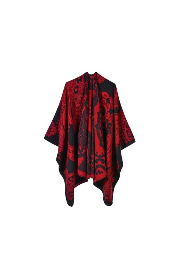 Ponchos En Tricot Bohème Pour Femmes, Cape En Tricot Ample Pour Femmes, Châle En Cachemire, Écharpe Contrastée, Poncho En Tri