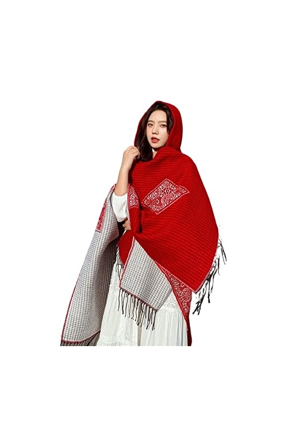 RILOOP Cape écharpe chaude châle ouvert automne et hiver Couleur : 2, taille : 150 * 130CM 