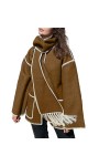 kaHgKids Poncho Femme Hiver Chaud En Polaire ChâLe Wrap Frange Cape Cardigan ChâLe Femme Poncho Cape RéVersible ÉCharpe ChâLe