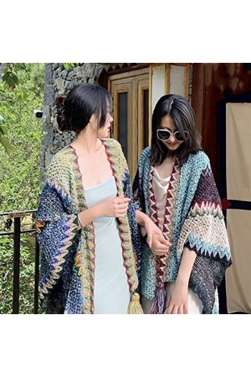 LUCBEI châle vintage style ethnique châle couverture chaude cape de voyage grand châle cadeau pour petite amie châle envelopp