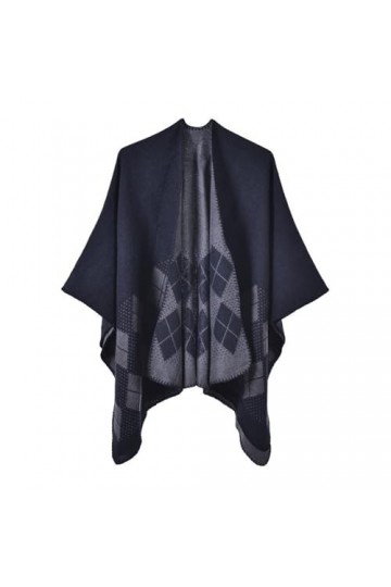 Ponchos En Tricot Pour Femmes, Cape En Tricot Ample Bohème Pour Femmes, Châle En Cachemire, Écharpe Contrastée, Poncho En Tri