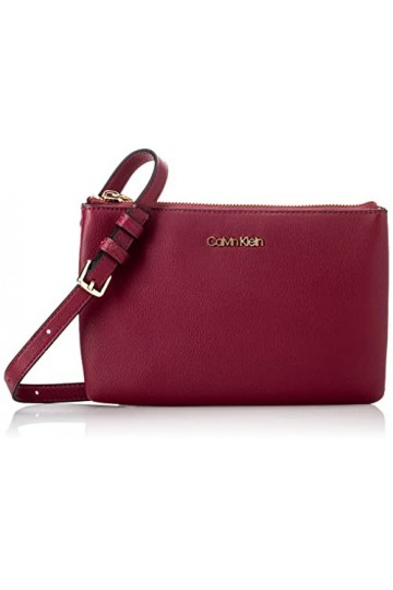 Calvin Klein Femme Ck Must Ew Dbl Compartment Xbody Handbag, Bordeaux, M