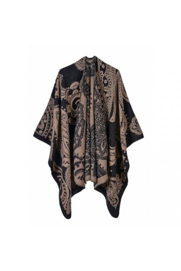 Ponchos En Tricot Pour Femmes, Cape En Tricot Ample Bohème Pour Femmes, Châle En Cachemire, Écharpe Contrastée, Poncho En Tri