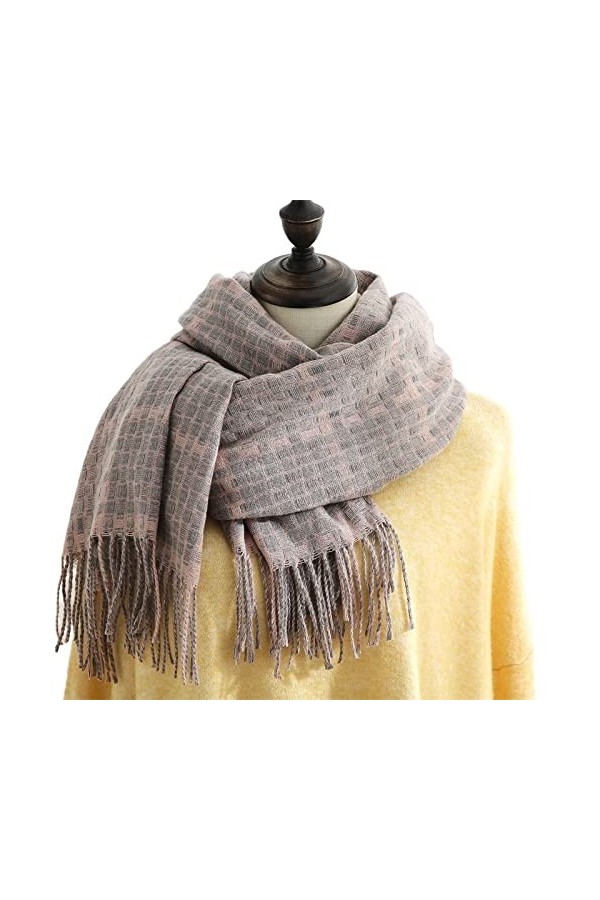Echarpe Chale Automne Femme Écharpe Imitation Cachemire Écharpes Tassel Hiver Femelle Chaud Foulard À Carreaux Écharpe Châle 