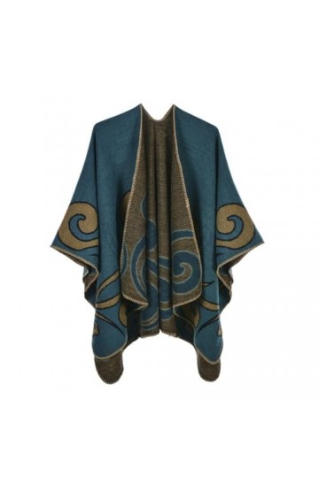 Cape Tricotée Pour Femme - Poncho Tricoté En Cachemire DHiver - Cape En Tricot Doux - Écharpe Chaude Imprimée Pour Femme - C