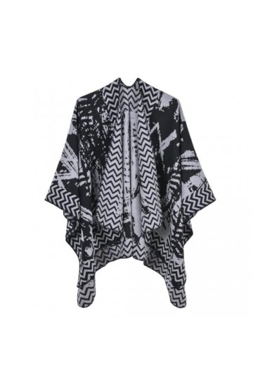 ZISTRCBAO Poncho Tricoté Irrégulier dhiver - Cape Tricotée À Imprimé Contrasté en Cachemire Tricoté Poncho Châle Cape pour F