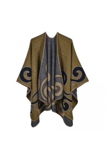 Cape Châle En Tricot DHiver - Enveloppements Tricotés En Cachemire Pour Femmes Poncho Imprimé Couverture Surdimensionnée Car