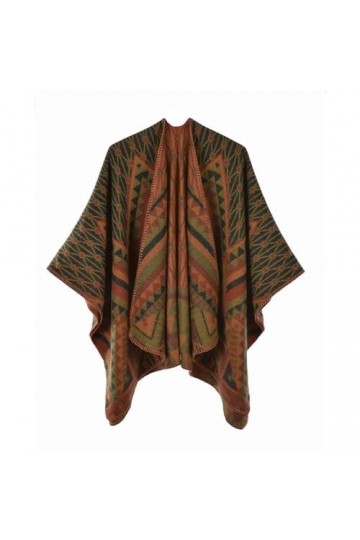 ZISTRCBAO Cape Châle en Tricot dhiver – Enveloppes Tricotées en Cachemire pour Femme, Poncho Imprimé À Rayures, Couverture S