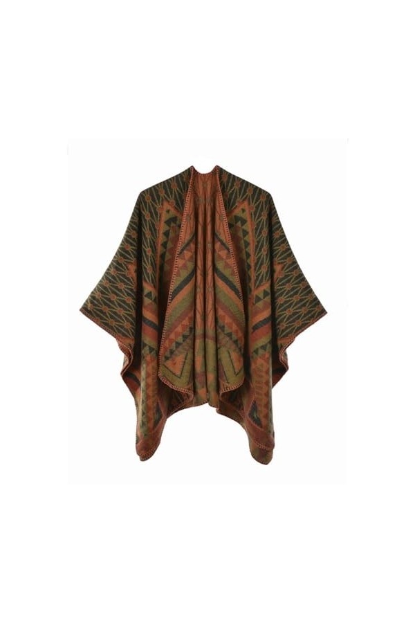 ZISTRCBAO Cape Châle en Tricot dhiver – Enveloppes Tricotées en Cachemire pour Femme, Poncho Imprimé À Rayures, Couverture S