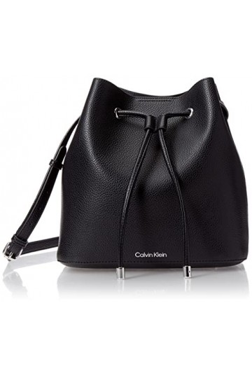 Calvin Klein Gabrianna Novelty Bucket Sac à bandoulière Femme, Noir/argenté 1, Taille Unique