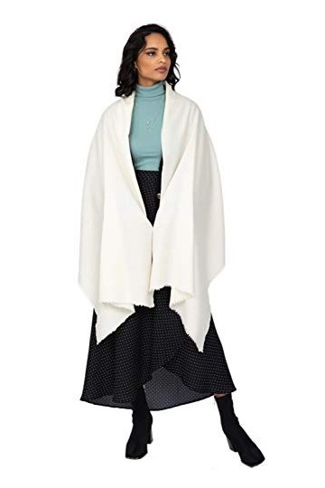 likemary Kasa Echarpe Colorée en Laine Mérinos - Châle Plaid Chaud 100% Laine - Foulard Oversize Commerce Équitable Tissé à l