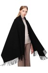 100% Laine Écharpe Pashmina Châle Etole Pour Femme Hiver Chaud Longues Grandes Écharpes Noir
