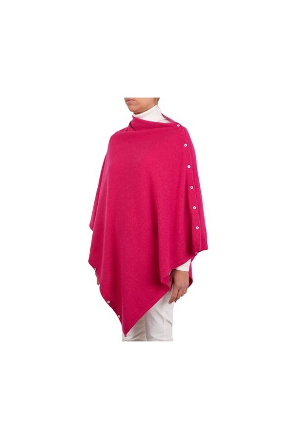 Poncho Boutons Cachemire Mélange Femme Fabriqué En Italie Laine Mérinos Cashmere Noir Beige Blanc Bleu Gris Tricot Châle Tail