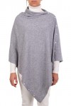 Poncho Boutons Cachemire Mélange Femme Fabriqué En Italie Laine Mérinos Cashmere Noir Beige Blanc Bleu Gris Tricot Châle Tail
