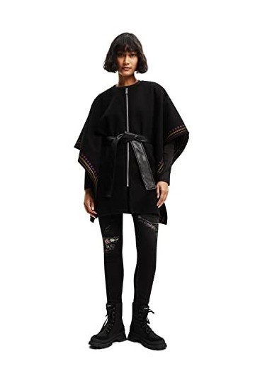 Desigual Poncho_Aladin Milan, 2000 Black, Noir, Taille Unique Femme