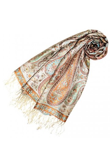 LORENZO CANA Pashmina pour la femme - écharpe de 100% soie avec les mesures de 70 x 190 cm - fait à la main – souple élégant 