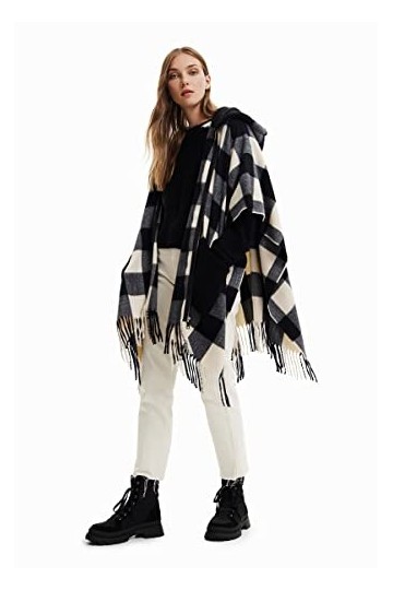 Desigual Poncho_Fluor Arenal Zip, Noir, Taille Unique Femme
