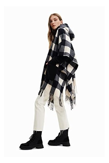 Desigual Poncho_Fluor Arenal Zip, Noir, Taille Unique Femme