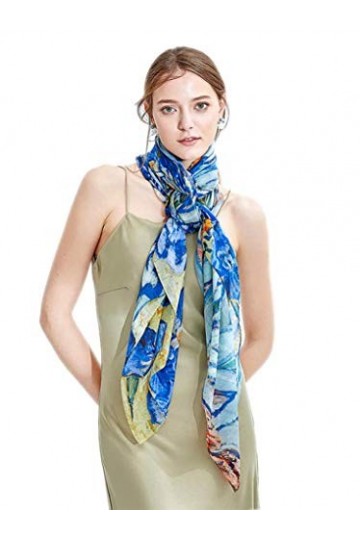 prettystern Grande-taille Femme 180/110 Cm étole En Soie Châle Pareo Peinture Tableau Arte Van Gogh Bleu Iris Iris P915