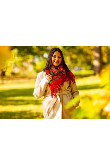 Pavlovo Posad Shawl Manufactory - Châle - Femme Rouge Red