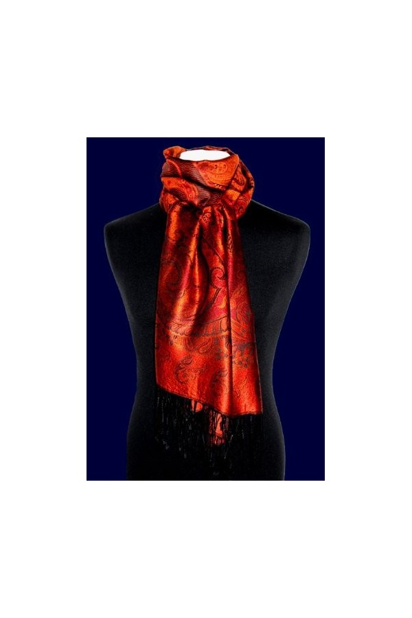 LORENZO CANA Pashmina pour la femme - écharpe de 100% soie avec les mesures de 70 x 190 cm - fait à la main – souple élégant 