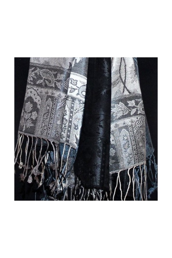 LORENZO CANA Pashmina pour la femme - écharpe de 100% soie avec les mesures de 70 x 190 cm - fait à la main – souple élégant 