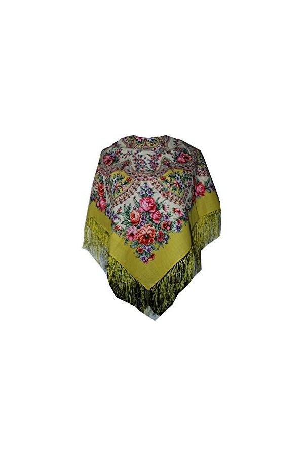 Belle authentique bordeaux russe Pavlovo Posad Femme Echarpe Châle Etole Paisley Folk 100% laine avec des franges de soie 89c